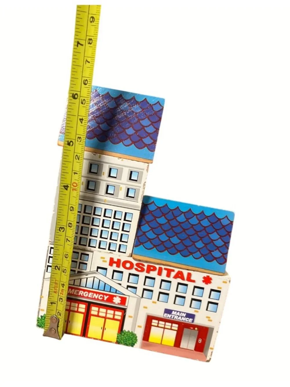 Wooden Toy Hospital Playset With Ambulance Doctor And Buildings For Kids